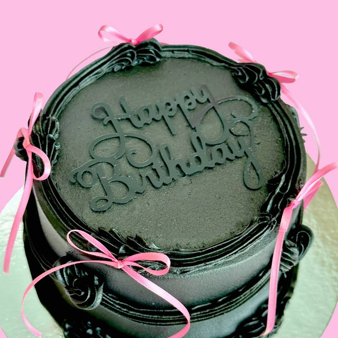 Noir & Pink Ribbons Cake