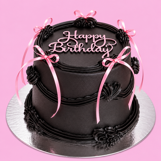 Noir & Pink Ribbons Cake