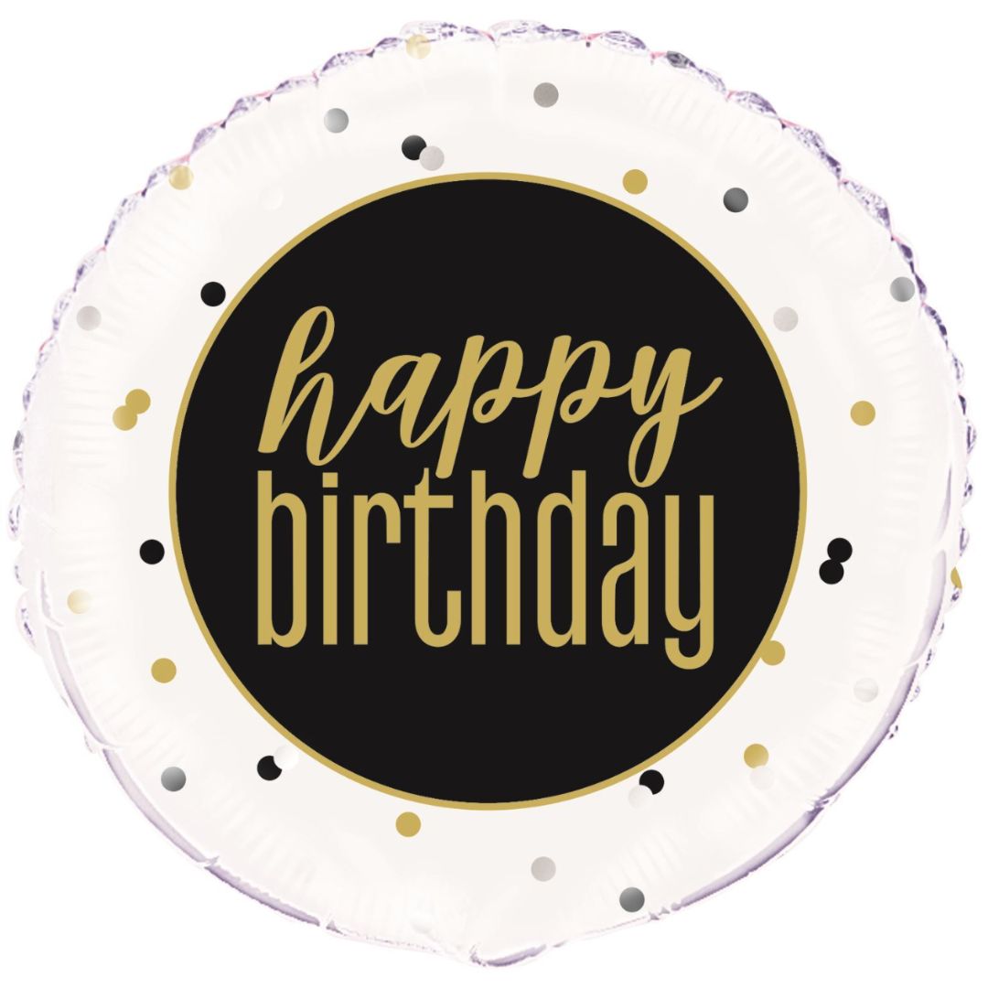 Large Helium White/BLK HB Balloon (45cm)