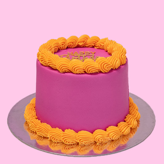 Fuchsia & Orange Vintage Custom Cake