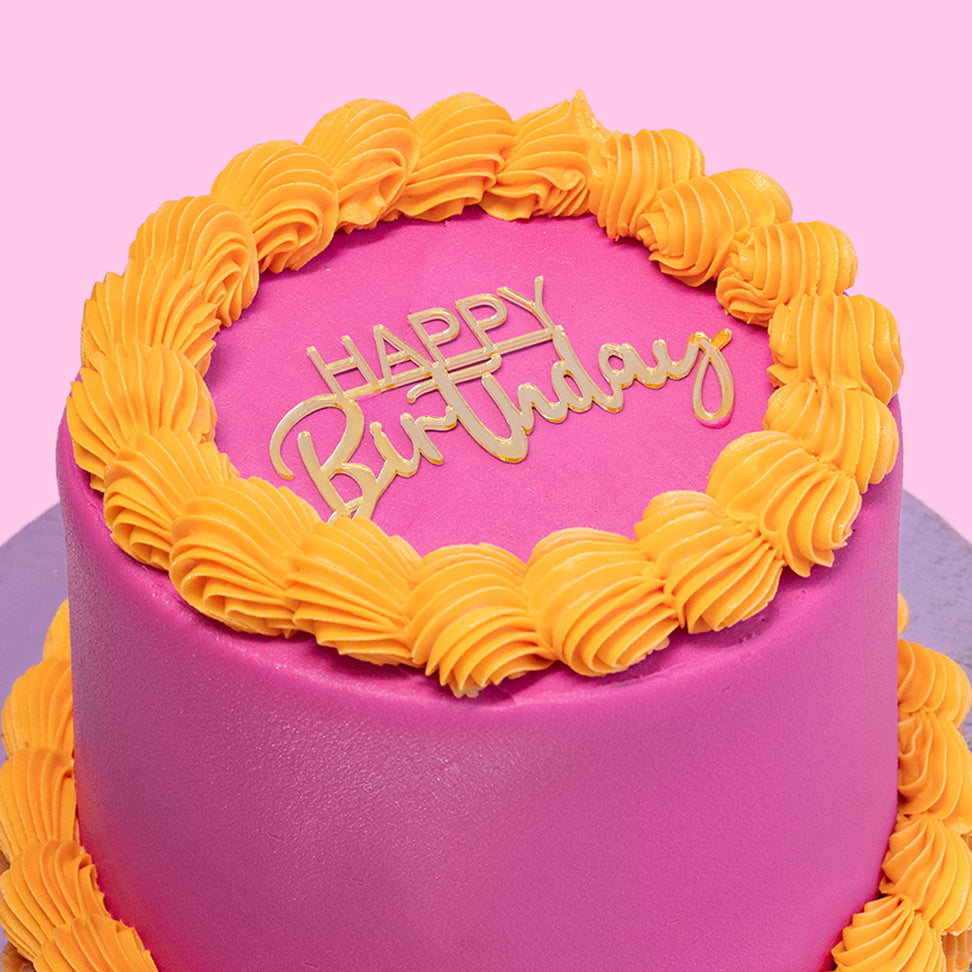 Fuchsia & Orange Vintage Custom Cake