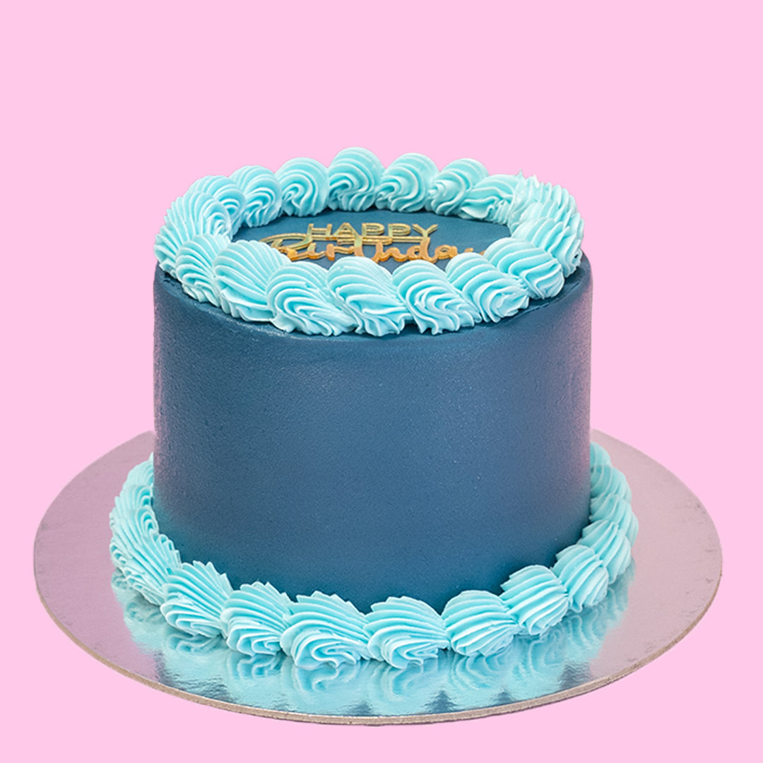 Dark & Light Blue Vintage Custom Cake