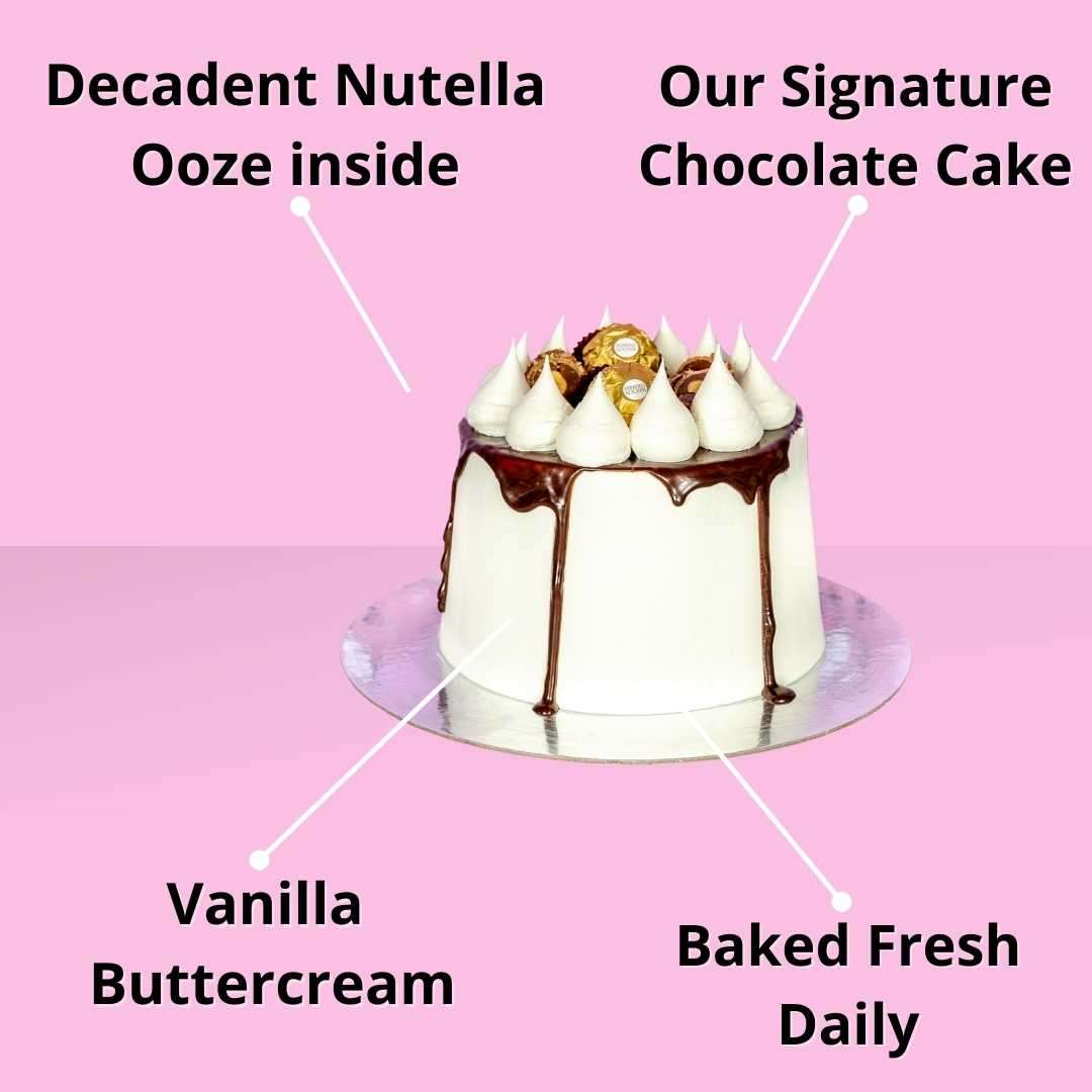 Ferrer'OOze Birthday Cake with oozing Nutella delivery on the gold coast why Favourite Baker is the best