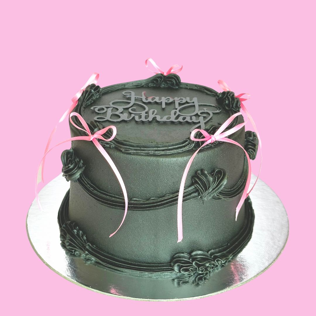 Noir & Pink Ribbons Cake