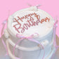 White & Pink Ribbons Cake