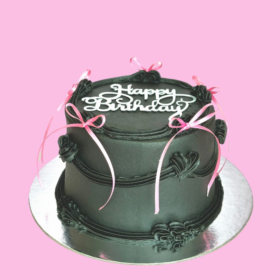 Noir & Pink Ribbons Cake