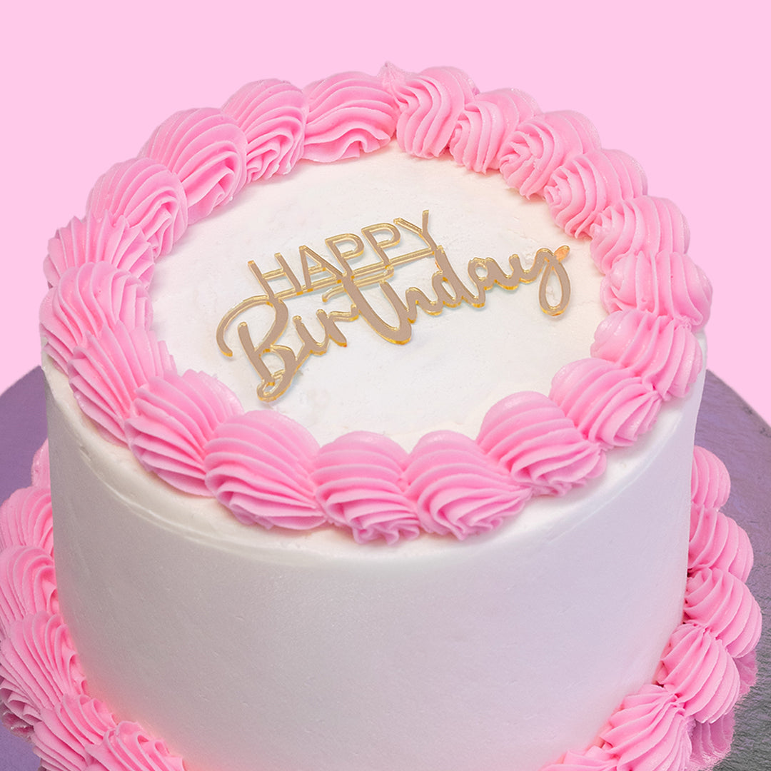 White & Pink Vintage Custom Cake