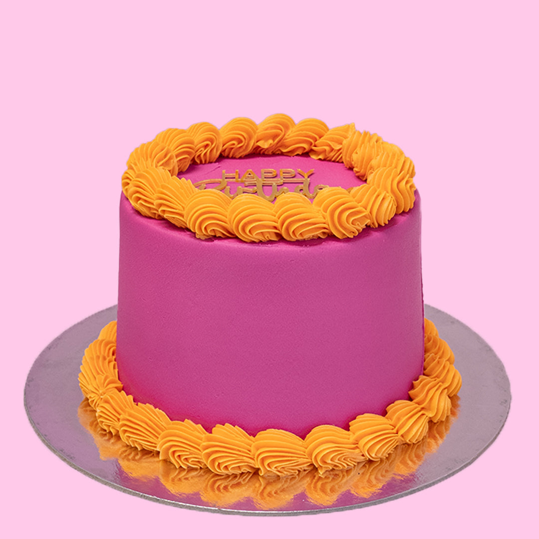 Fuchsia & Orange Vintage Custom Cake