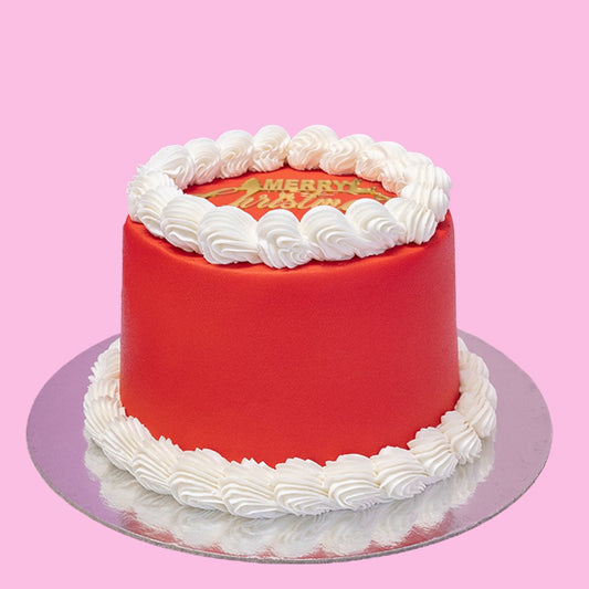 Red & White Christmas Custom Cake